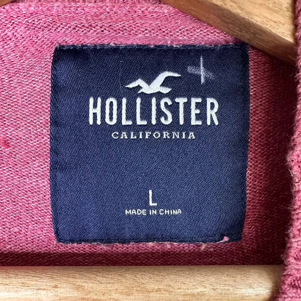 Hollister Mens Large Maroon Knit Sweater Large Long Sleeve Preppy Y2K Logo